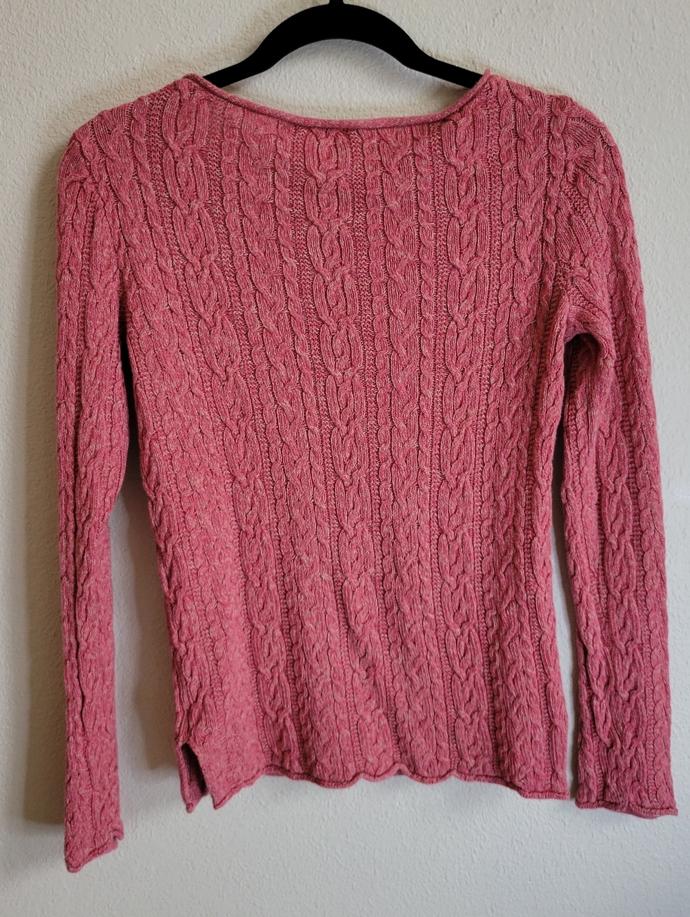 Lauren Jeans Company Ralph Lauren Cable Knit Scoop Neck Sweater Light Red Small. - Picture 2 of 6